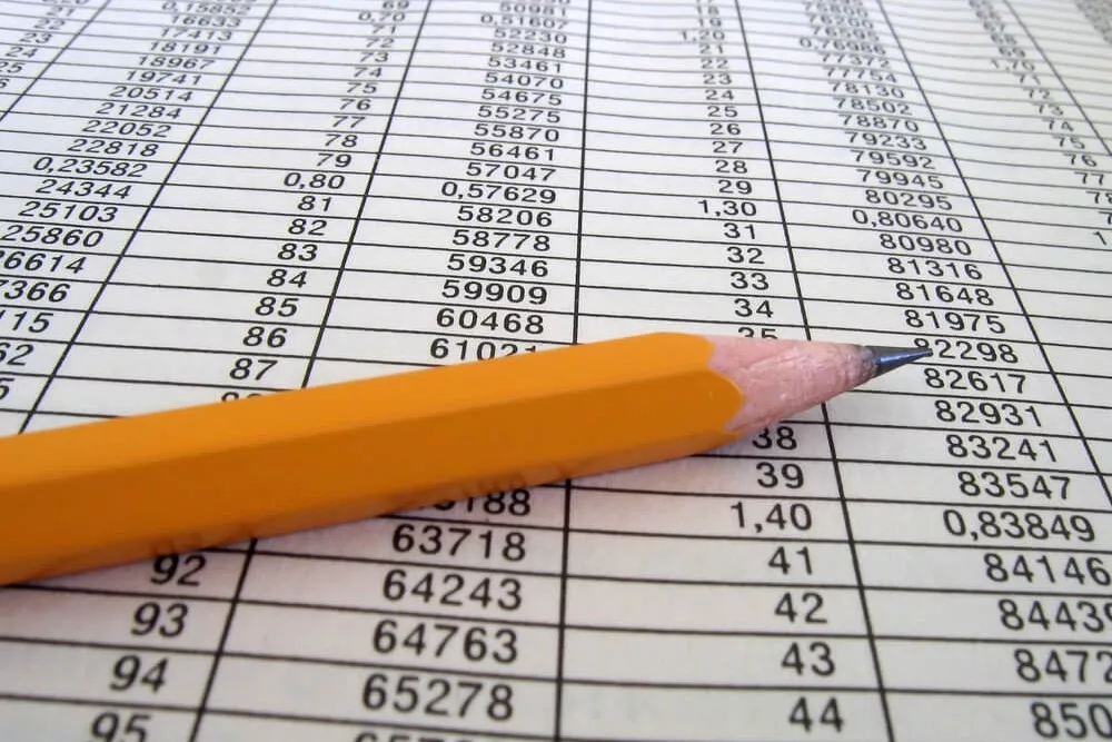 Excel document with pencil